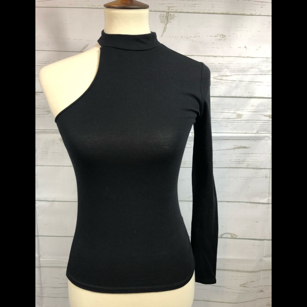 Express black open shoulder top